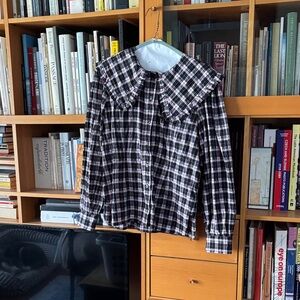 GANNI Pink and Black Checkered Top